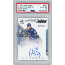 Elias Pettersson 2018-19 Upper Deck SPA Rookie Auto Card #189 614/999 PSA 10