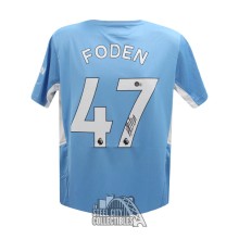Phil Foden Autographed Manchester City Puma Blue Soccer Jersey - BAS