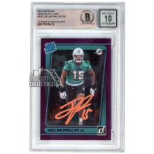 Jaelan Phillips 2021 Panini Donruss Season Stat Line Rated Rookie Autograph Card /500 #336 BAS 10 (Orange)