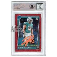 Jaelan Phillips 2021 Panini Donruss Optic Red Mojo Rated Rookie Autograph Card #254 BAS 10 (Orange)
