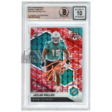 Jaelan Phillips 2021 Panini Mosaic Camo Red Autograph Rookie Card #350 BAS 10 (Orange)
