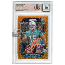 Jaelan Phillips 2021 Panini Prizm Lazer Autograph Rookie Card #377 BAS 10 (Orange)