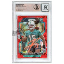 Jaelan Phillips 2021 Panini Prizm Red Ice Autograph Rookie Card #377 BAS 10 (Orange)