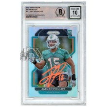 Jaelan Phillips 2021 Panini Prizm Silver Autograph Rookie Card #377 BAS 10 (Orange)