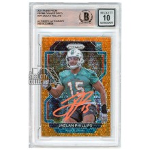 Jaelan Phillips 2021 Panini Prizm Orange Disco Autograph Rookie Card #377 BAS 10 (Orange)