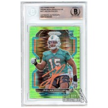 Jaelan Phillips 2021 Panini Prizm Neon Green Pulsar Autograph Rookie Card #377 BAS (Orange)