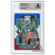 Jaelan Phillips 2021 Panini Prizm Red White Blue Autograph Rookie Card #377 BAS (Orange)