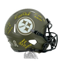 Pickett, Pickens, Freiermuth 1st TD INSC Autographed Pittsburgh Salute to Service Replica Full Size Football Helmet - BAS