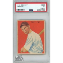 Tony Piet 1933 Goudey Baseball Card #228 PSA 3 VG (MK)