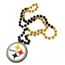 Pittsburgh Steelers NFL Mardi Gras Beads with Medallion Necklace