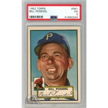 Bill Posedel 1952 Topps Baseball Card #361 PSA 3 VG