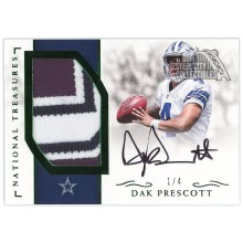 Dak Prescott 2016 Panini National Treasures Green Rookie Materials Signatures RPS Autograph Card #RMS-DP 1/4