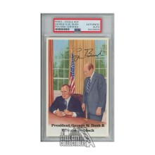 George H W Bush Autographed Perez - Steele Postcard - PSA/DNA