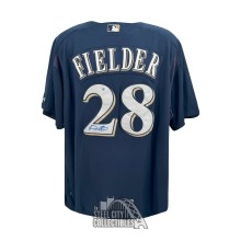 Prince Fielder Autographed Game Used Milwaukee Brewers Batting Practice Navy Baseball Jersey - Mears LOA / JSA / MLB