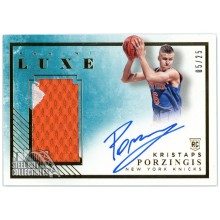 Kristaps Porzingis 2015-16 Panini Luxe Rookie Patch Autograph Card #RM-KPZ 5/25