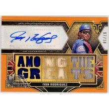 Ivan Rodriguez 2022 Topps Triple Threads Orange Triple Relic Auto Card 07/18