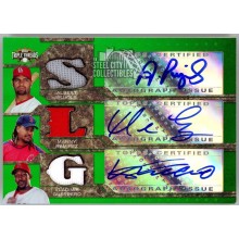 Pujols, Guerrero & Ramirez 2008 Topps Triple Threads Patch Autograph Card 02/18