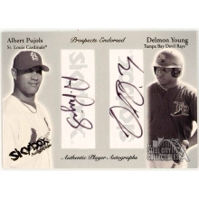 Albert Pujols Delmon Young 2004 Fleer Skybox Autographics Dual Autograph Card #PEA-AP/DY 10/50