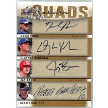 David Price Clayton Kershaw Jay Bruce Alexei Ramirez 2009 Upper Deck Signature Stars Quad Autograph Card #S4-PKBR 22/25