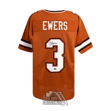 Quinn Ewers Autographed Texas Custom Orange Football Jersey - BAS (Black Outlines)