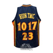 RUN TMC Hardaway, Richmond, Mullin Autographed Golden State Custom Navy Basketball Jersey - BAS