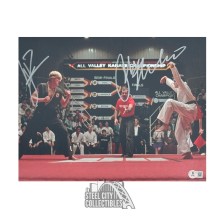 Karate Kid Ralph Macchio / William Zabka Autographed 11x14 Photo - BAS (Crane Kick)