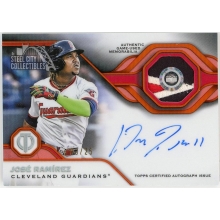 Jose Ramirez 2026 Topps Tribute Game-Used Patch Autograph Card #APA-JRA 3/25