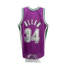 Ray Allen Autographed Milwaukee Purple Mitchell & Ness L Replica Basketball Jersey - BAS