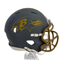 Ray Lewis Autographed Baltimore Ravens Slate Mini Football Helmet - JSA