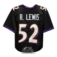 Ray Lewis Autographed Baltimore Custom Black Purple Collar Football Jersey - BAS