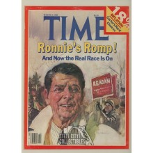 Ronald Reagan Autographed 3/18/80 Time Cover - PSA/DNA LOA (On Cardboard W/ Frame Mat Attached)