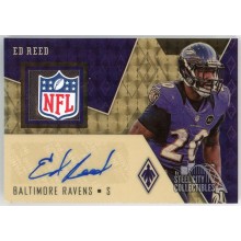 Ed Reed 2020 Panini Phoenix NFL Shield Logo Tag Patch Autograph Card #VA-ER 1/1