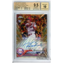 Rhys Hoskins 2018 Topps Chrome Gold Wave Autograph Rookie Card #RARH 13/15 BGS 9.5 AUTO 10