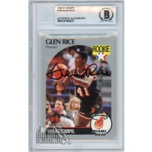 Glen Rice 1990-91 Hoops Autograph Rookie Card #168 BAS (Black)