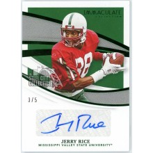 Jerry Rice 2021 Panini Immaculate Collegiate Green Autograph Card #II-JR 3/5