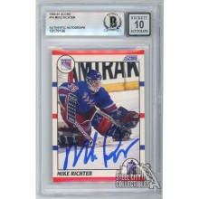 Mike Richter 1990-91 Score Rookie Autograph Card #74 BAS 10
