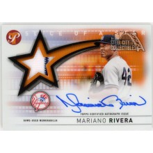 Mariano Rivera 2022 Topps Pristine Slice of a Star Orange Jersey Autograph Card #SSAR-MR 21/25