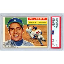 Phil Rizzuto 1956 Topps Card #113 Gray Back PSA 6 EX-MT