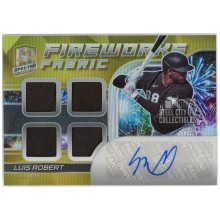 Luis Robert 2021 Panini Spectra Fireworks Fabric Gold Patch Autograph Card #FFS-LR 7/10