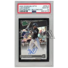 Luis Robert 2020 Panini Donruss Optic Black Cracked Ice Rated Rookie Autograph Card 15/25 #RPS-LR PSA 10