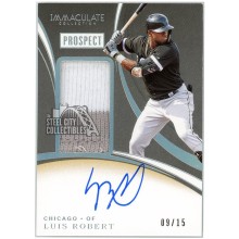 Luis Robert 2020 Panini Immaculate Prospect Silver Patch Autograph Card #PPA-LR 9/15