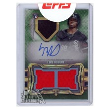 Luis Robert 2020 Topps Triple Threads Emerald Rookie Triple Game-Used Jersey Autograph Card #RFPAR-LR 43/50