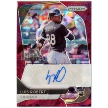Luis Robert 2020 Panini Prizm Burgundy Cracked Ice Rookie Autograph Card #RA-LR 6/25
