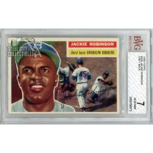 Jackie Robinson 1956 Topps Baseball Gray Back Card #30 BVG 7