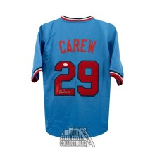 Rod Carew Autographed Minnesota Custom Blue Baseball Jersey - JSA COA (Silver Ink)