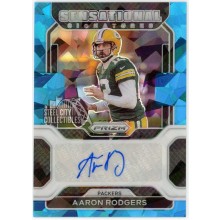 Aaron Rodgers 2021 Panini Prizm Sensational Blue Ice Autograph Card #SS-AR 32/49