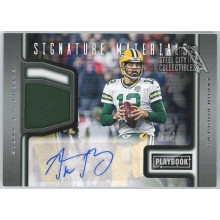 Aaron Rodgers 2019 Panini Playbook Signature Materials Patch Auto Card 06/15