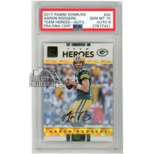 Aaron Rodgers 2017 Panini Donruss Team Heroes Auto 4/5 PSA 10 Gem Mint Auto 9