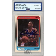 Dennis Rodman Autographed 1988 Fleer Autographed Rookie Card #43 PSA/DNA 10 (New Label)