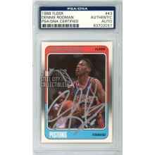 Dennis Rodman 1988-89 Fleer Autograph Rookie Card #43 PSA/DNA (Silver)